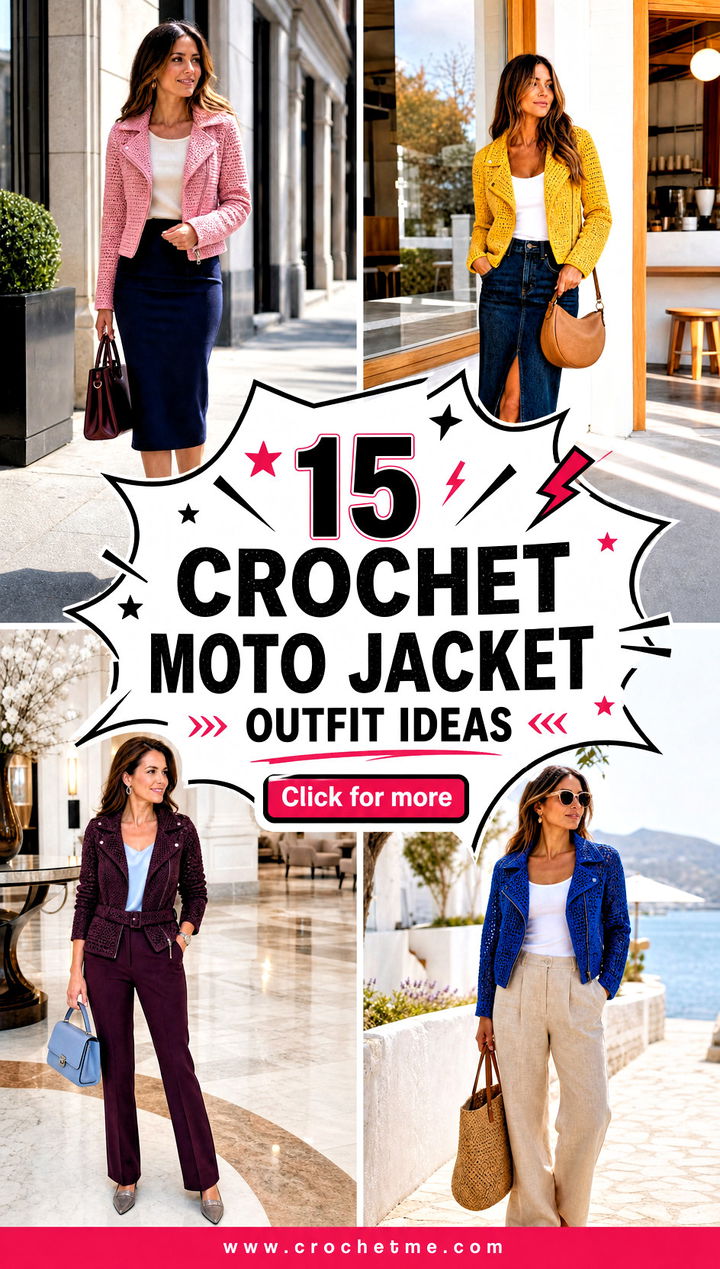 15 Crochet Moto Jacket outfit ideas - 15 Crochet Moto Jacket outfit ideas