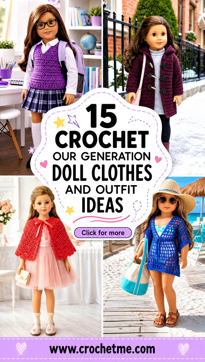 15 Crochet Our Generation Doll Clothes and outfit ideas - 15 Crochet Our Generation Doll Clothes and outfit ideas