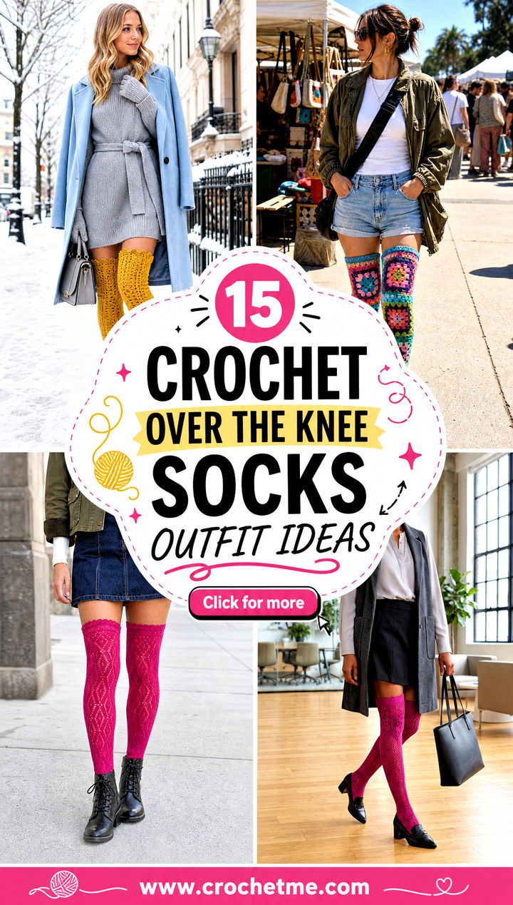 15 Crochet Over The Knee Socks outfit ideas - 15 Crochet Over The Knee Socks outfit ideas