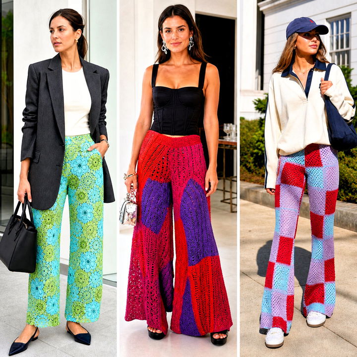 15 Crochet Patchwork Pants Outfit Ideas: Bold Street Style