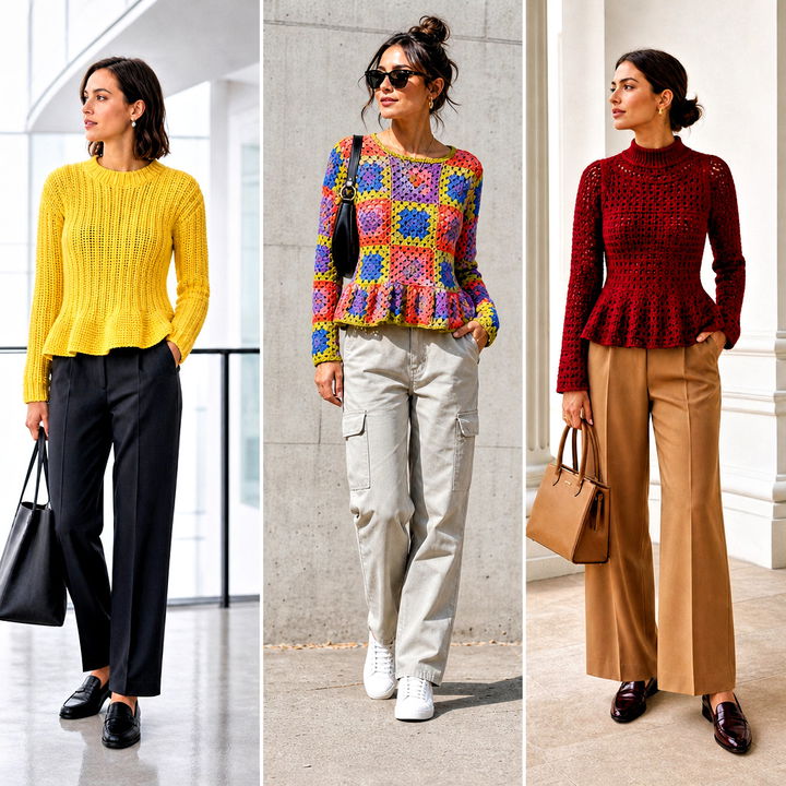 15 Crochet Peplum Sweater Outfit Ideas: Cozy-Chic Looks