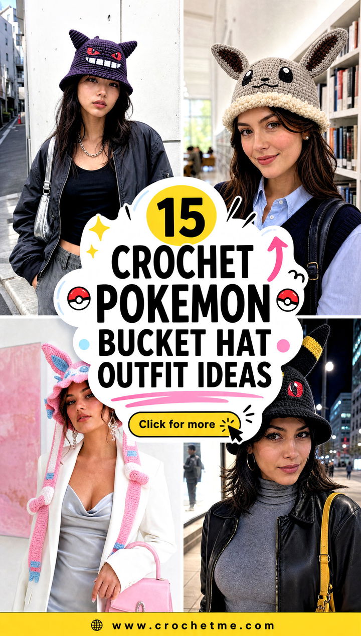 15 Crochet Pokemon Bucket Hat outfit ideas - 15 Crochet Pokemon Bucket Hat outfit ideas