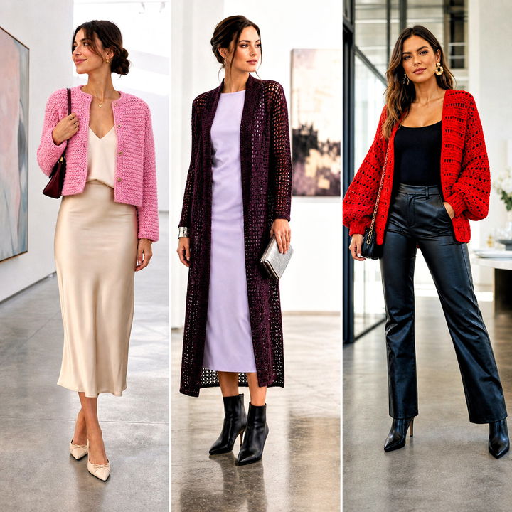15 Crochet Rectangle Cardigan Outfit Ideas for Cozy Layering