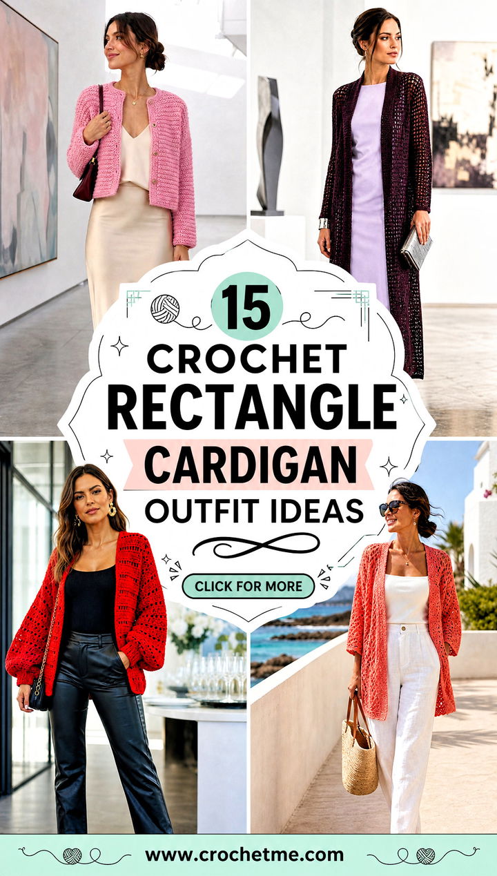 15 Crochet Rectangle Cardigan outfit ideas - 15 Crochet Rectangle Cardigan outfit ideas