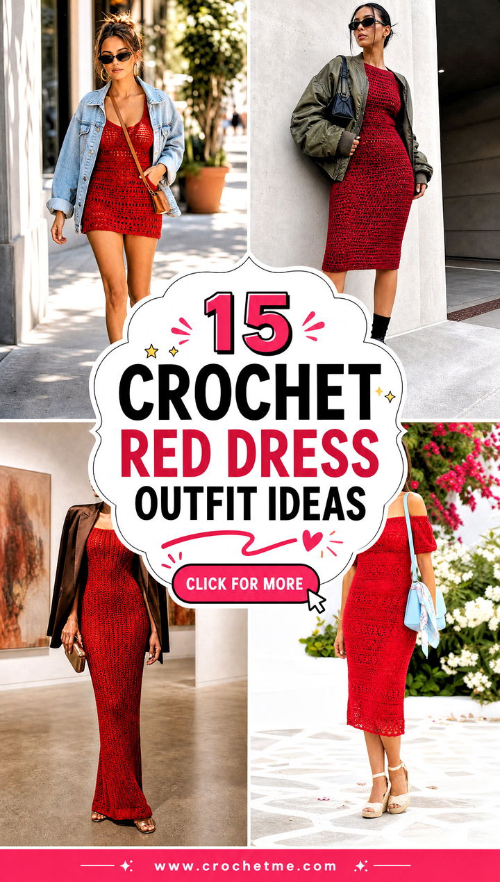 15 Crochet Red Dress outfit ideas - 15 Crochet Red Dress outfit ideas