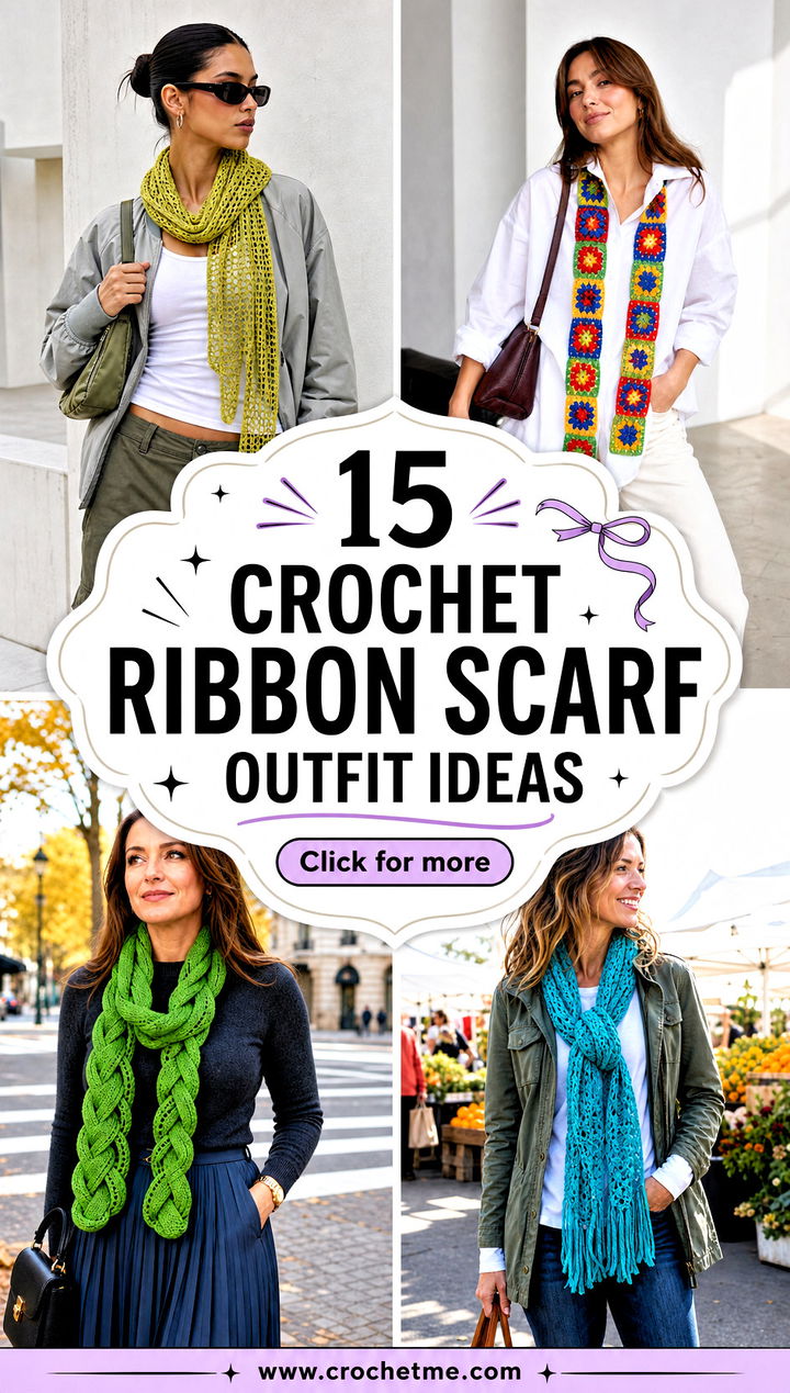 15 Crochet Ribbon Scarf outfit ideas - 15 Crochet Ribbon Scarf outfit ideas