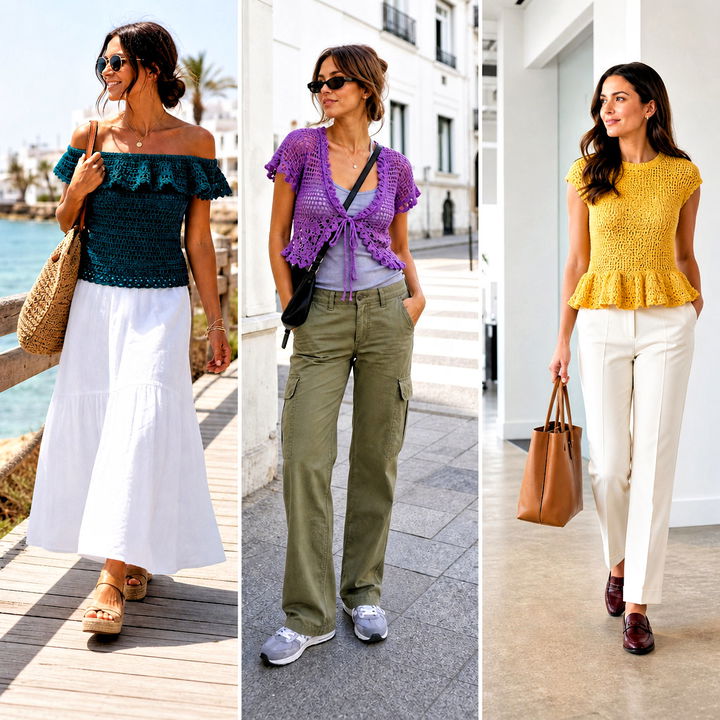 15 Crochet Ruffle Edging Top Outfit Ideas for Feminine Style