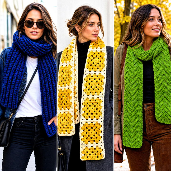 15 Crochet Scarves Chunky Yarn Outfit Ideas for Cozy Winter Looks