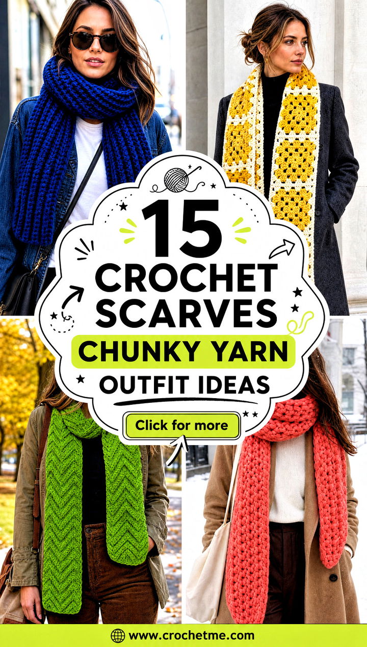 15 Crochet Scarves Chunky Yarn outfit ideas - 15 Crochet Scarves Chunky Yarn outfit ideas