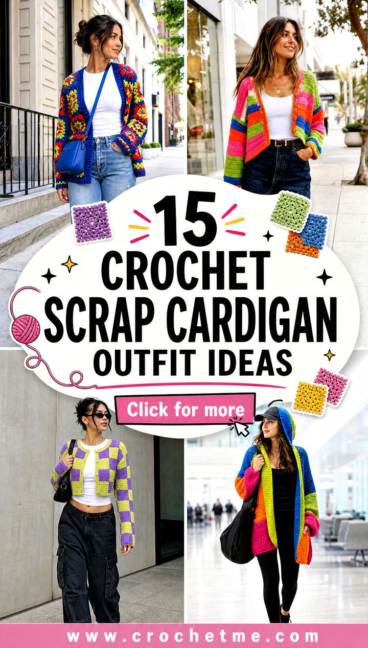 15 Crochet Scrap Cardigan outfit ideas - 15 Crochet Scrap Cardigan outfit ideas