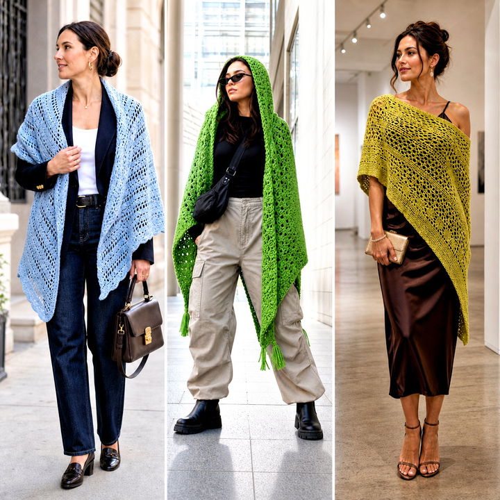 15 Crochet Shawl Blanket Outfit Ideas for Cozy-Season Style