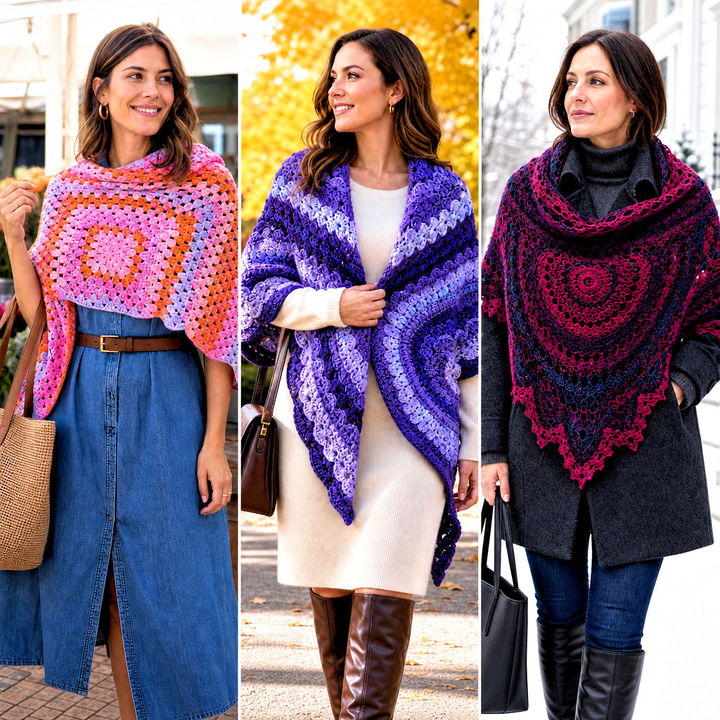15 Crochet Shawl Mandala Yarn Outfit Ideas for Colorful Style