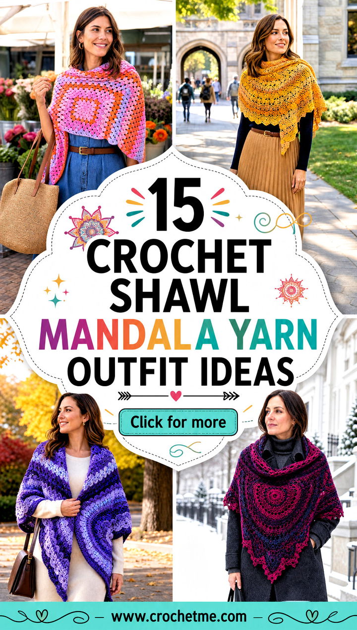 15 Crochet Shawl Mandala Yarn outfit ideas - 15 Crochet Shawl Mandala Yarn outfit ideas