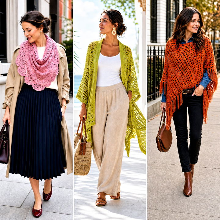 15 Crochet Shawls and Ponchos Outfit Ideas for Chic Layering