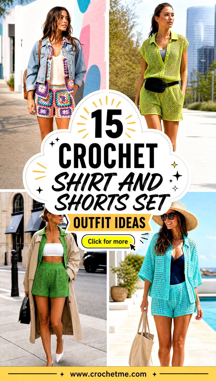 15 Crochet Shirt And Shorts Set outfit ideas - 15 Crochet Shirt And Shorts Set outfit ideas