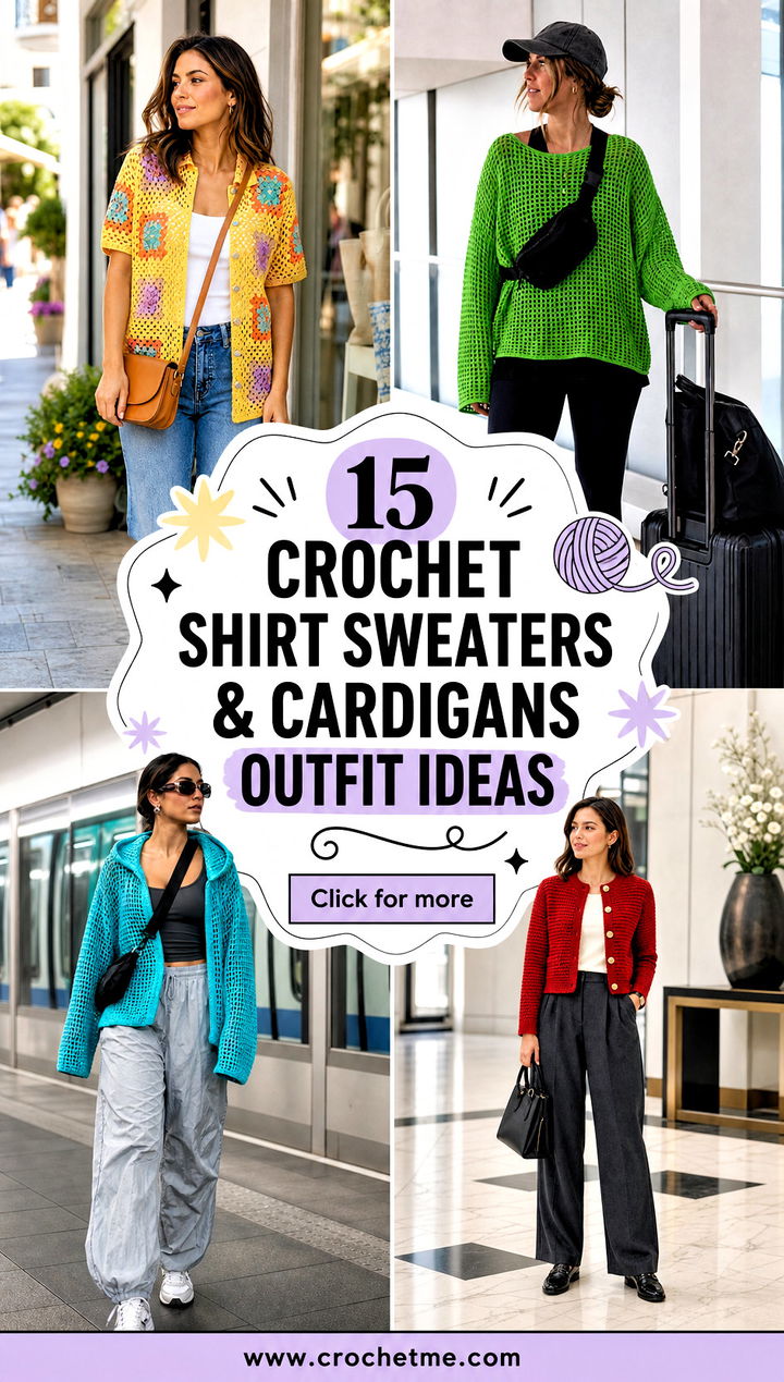 15 Crochet Shirt Sweaters and Cardigans outfit ideas - 15 Crochet Shirt Sweaters & Cardigans outfit ideas