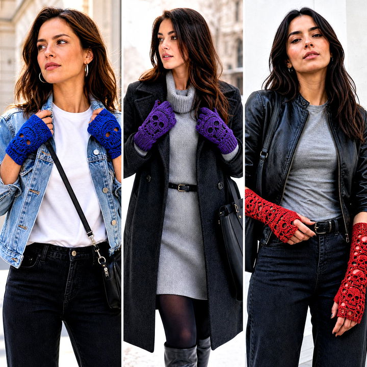 15 Crochet Skull Gloves Outfit Ideas for Bold Winter Style