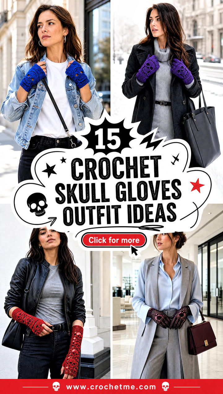 15 Crochet Skull Gloves outfit ideas - 15 Crochet Skull Gloves outfit ideas
