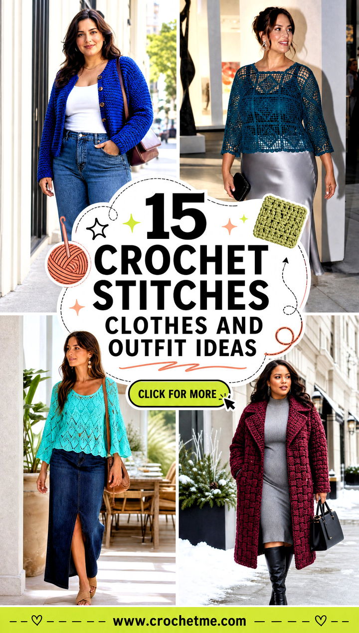 15 Crochet Stitches Clothes and outfit ideas - 15 Crochet Stitches Clothes and outfit ideas