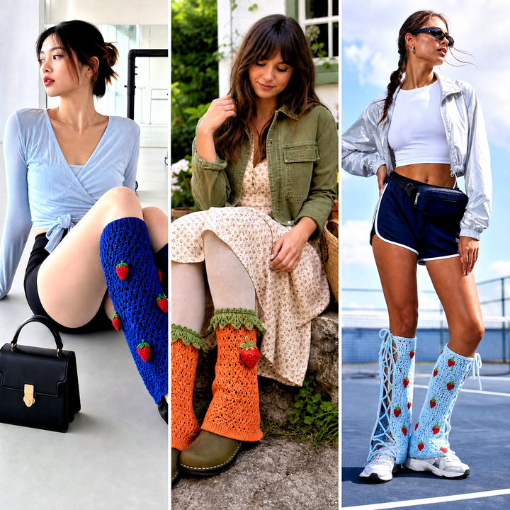 15 Crochet Strawberry Leg Warmers Outfit Ideas for Cozy Looks