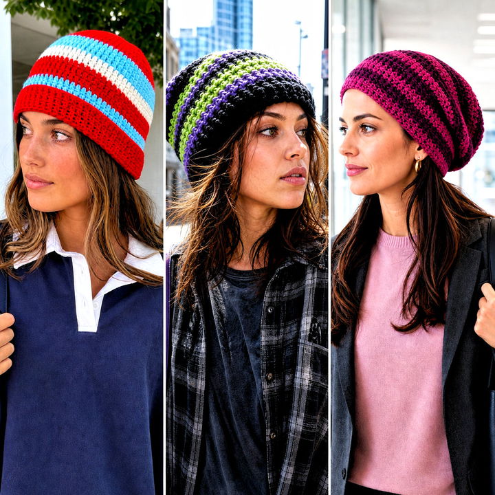 15 Crochet Striped Beanies Outfit Ideas for Cozy Winter Style