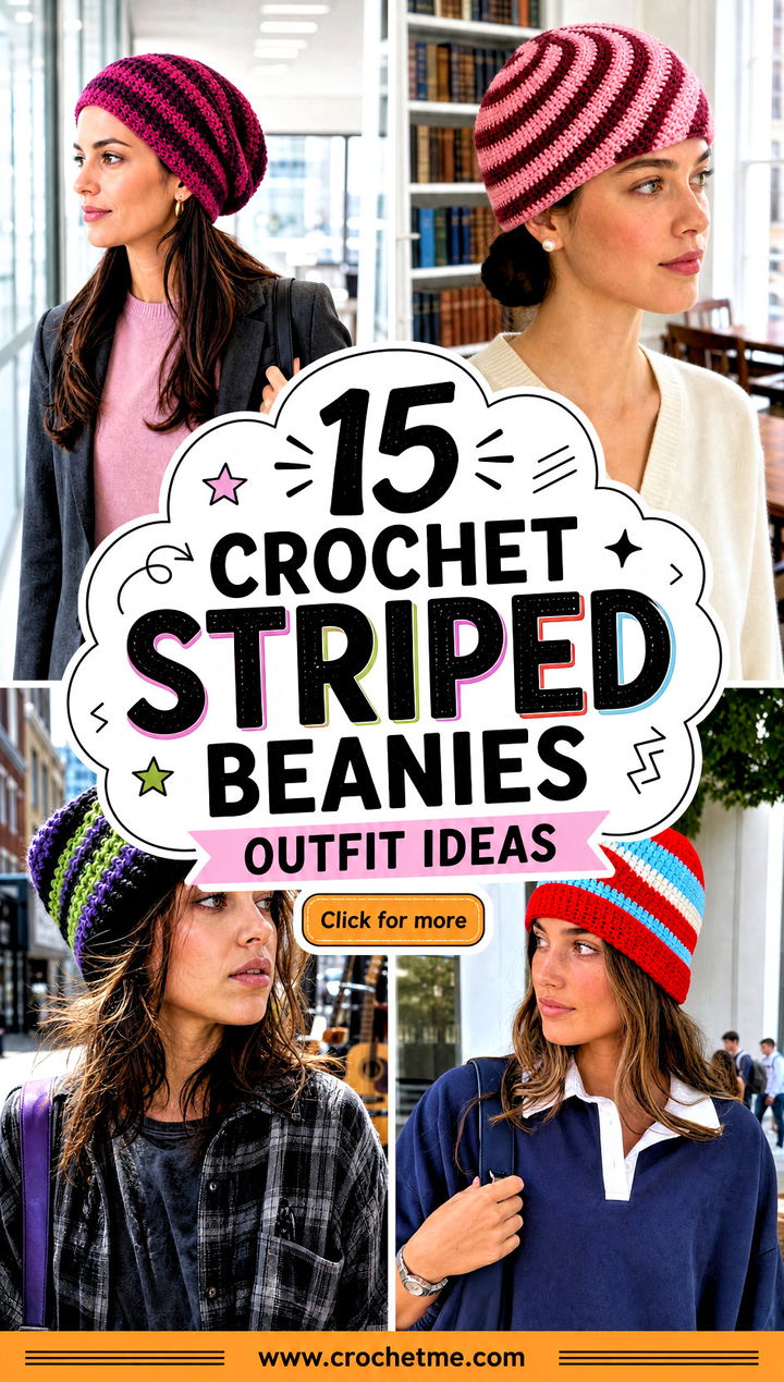 15 Crochet Striped Beanies outfit ideas - 15 Crochet Striped Beanies outfit ideas
