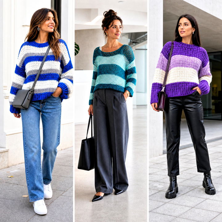 15 Crochet Stripped Sweater Outfit Ideas for Cozy Winter Style