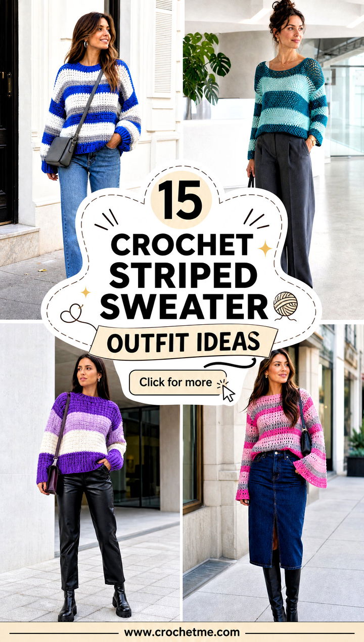 15 Crochet Stripped Sweater outfit ideas - 15 Crochet Stripped Sweater outfit ideas