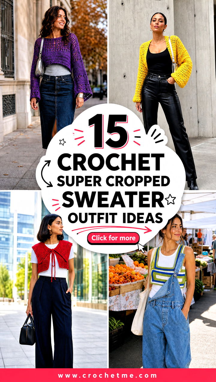15 Crochet Super Cropped Sweater outfit ideas - 15 Crochet Super Cropped Sweater outfit ideas