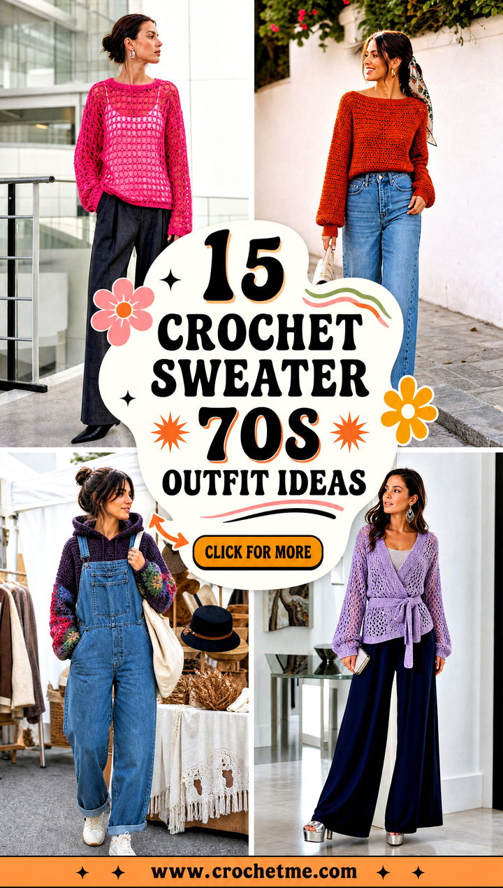 15 Crochet Sweater 70S outfit ideas - 15 Crochet Sweater 70S outfit ideas