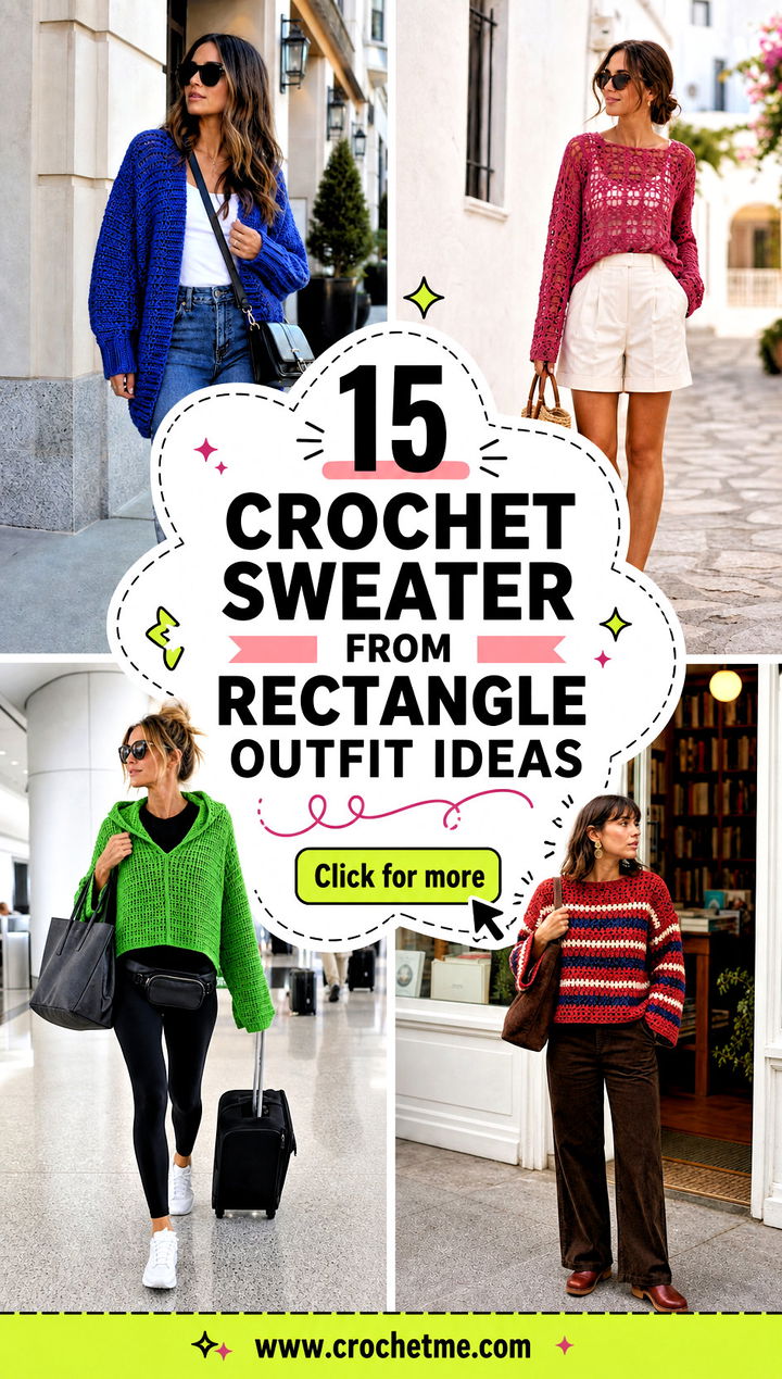 15 Crochet Sweater From Rectangle outfit ideas - 15 Crochet Sweater From Rectangle outfit ideas