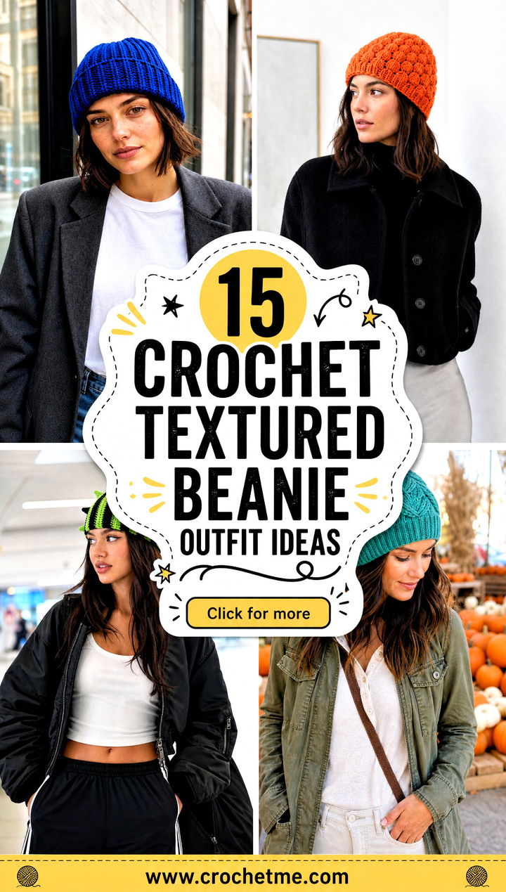 15 Crochet Textured Beanie outfit ideas - 15 Crochet Textured Beanie outfit ideas