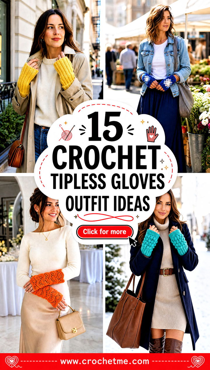 15 Crochet Tipless Gloves outfit ideas - 15 Crochet Tipless Gloves outfit ideas
