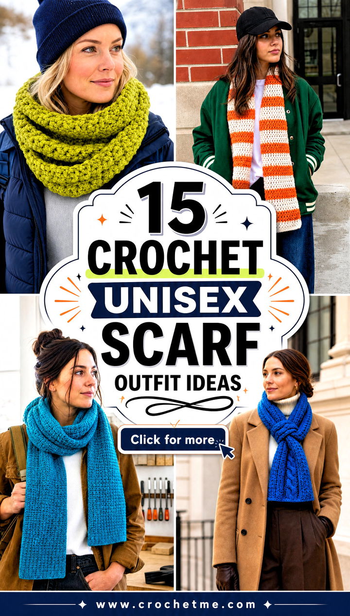 15 Crochet Unisex Scarf outfit ideas - 15 Crochet Unisex Scarf outfit ideas