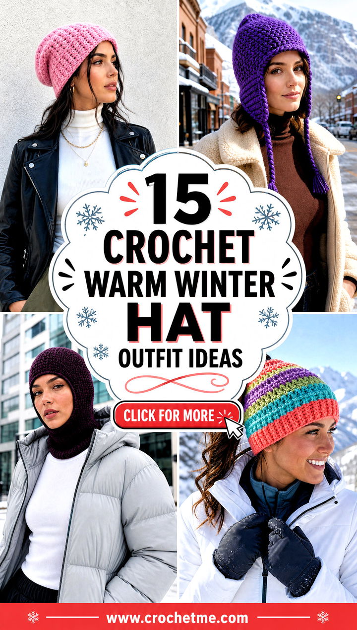 15 Crochet Warm Winter Hat outfit ideas - 15 Crochet Warm Winter Hat outfit ideas