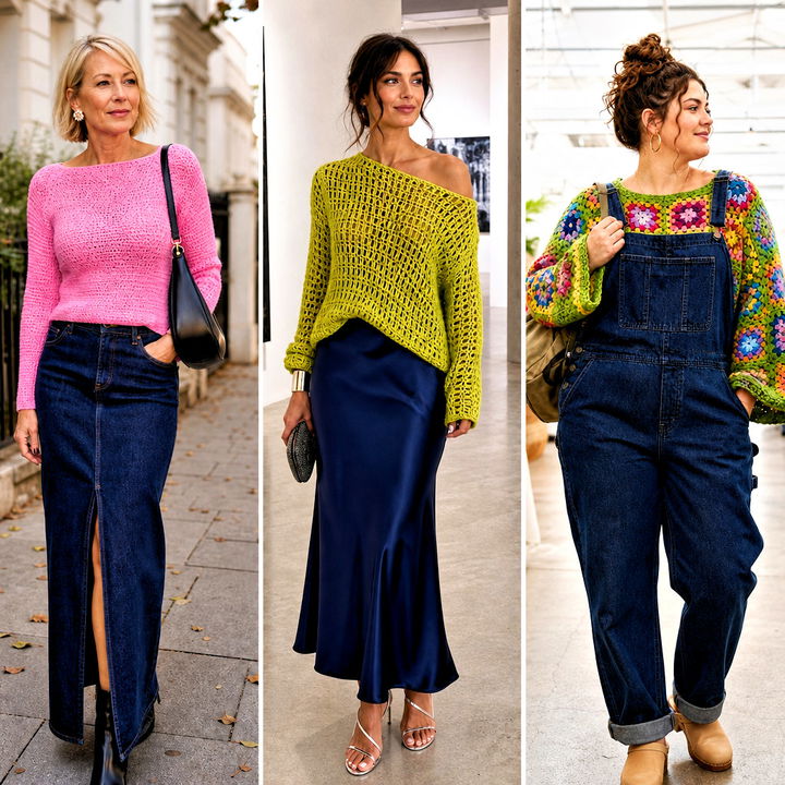15 Crochet Wide Neck Sweater outfit ideas