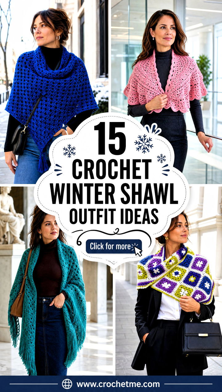 15 Crochet Winter Shawl outfit ideas - 15 Crochet Winter Shawl outfit ideas