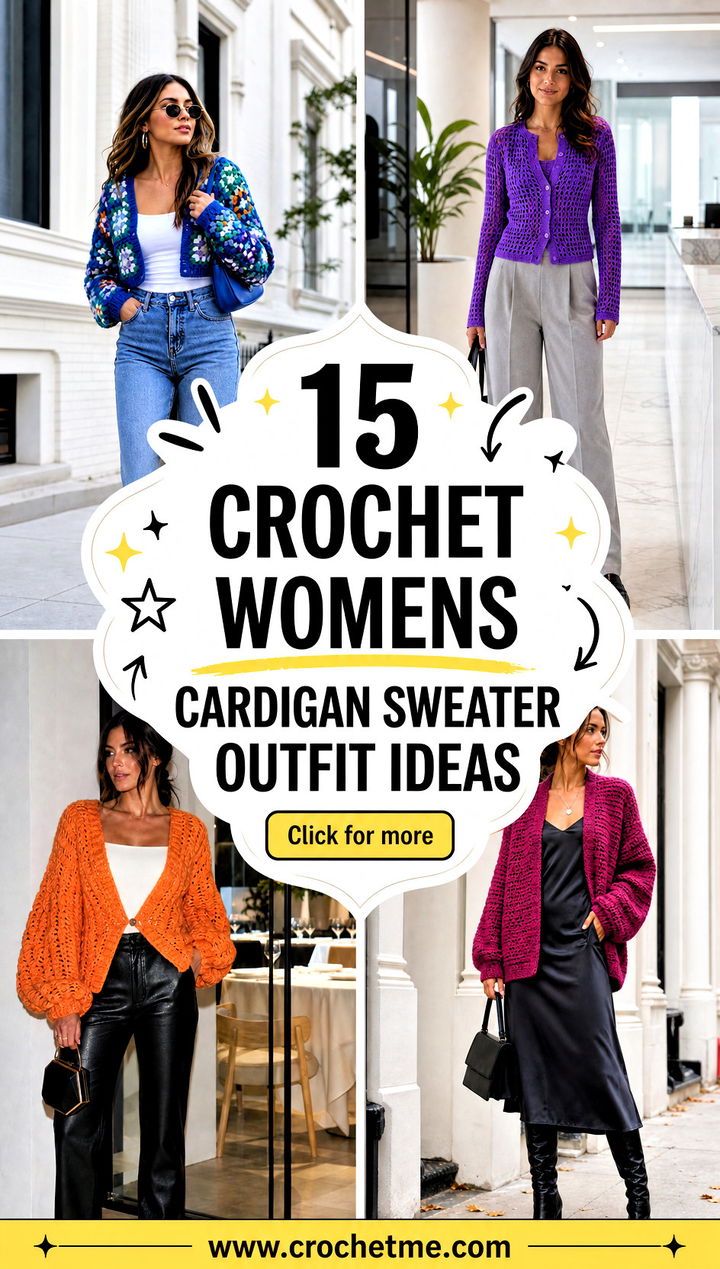 15 Crochet Womens Cardigan Sweater outfit ideas - 15 Crochet Womens Cardigan Sweater outfit ideas