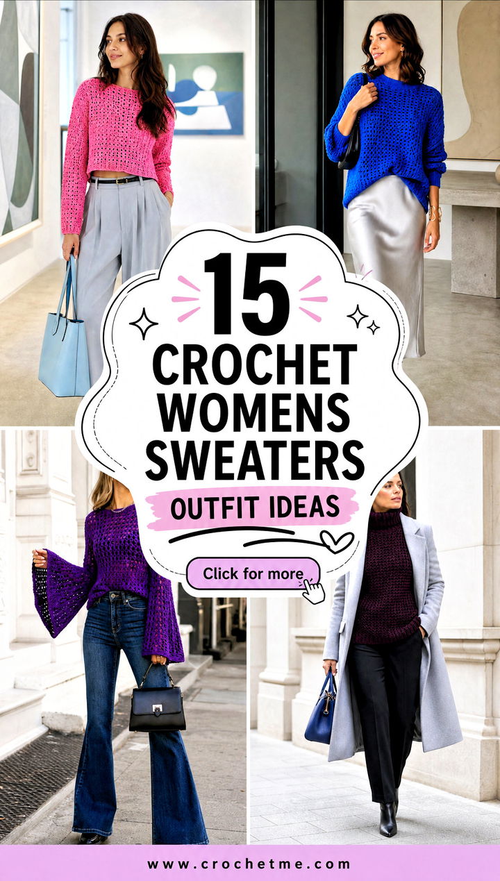 15 Crochet Womens Sweaters outfit ideas - 15 Crochet Womens Sweaters outfit ideas