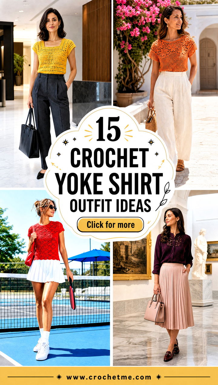 15 Crochet Yoke Shirt outfit ideas - 15 Crochet Yoke Shirt outfit ideas