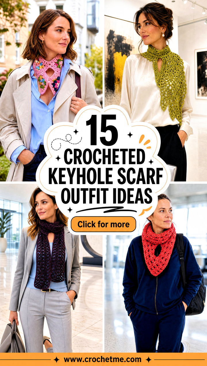 15 Crocheted Keyhole Scarf outfit ideas - 15 Crocheted Keyhole Scarf outfit ideas