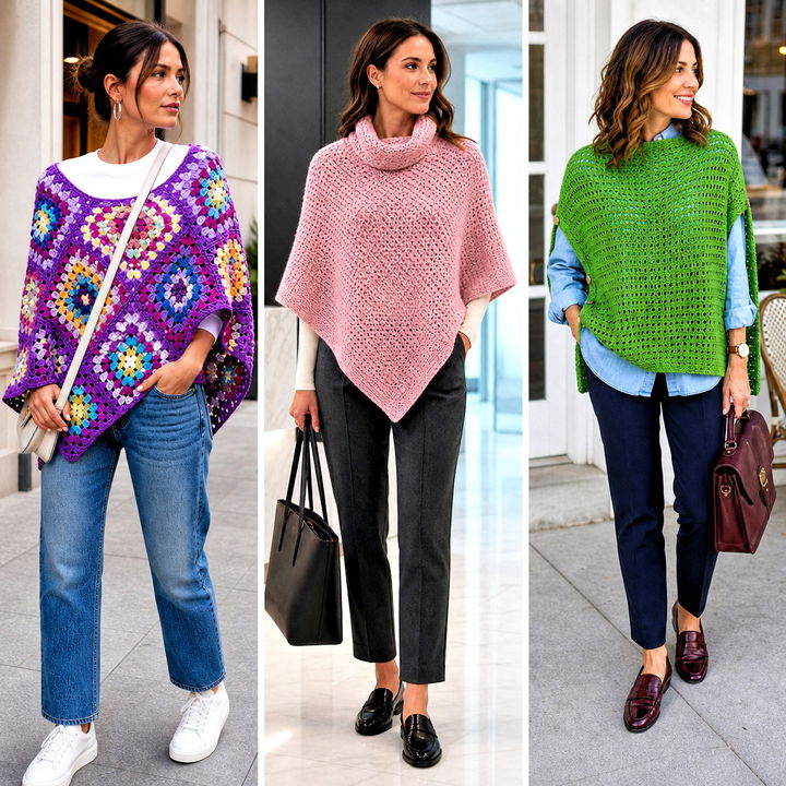 15 Crocheted Poncho Outfit Ideas for Effortless Layering
