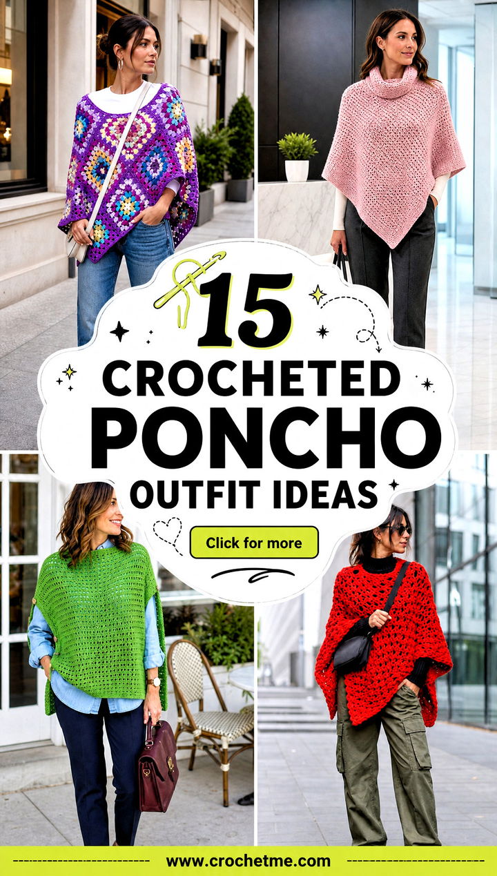 15 Crocheted Poncho outfit ideas - 15 Crocheted Poncho outfit ideas