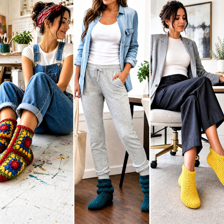 15 Crocheted Slipper Socks Outfit Ideas for Cozy Home Days