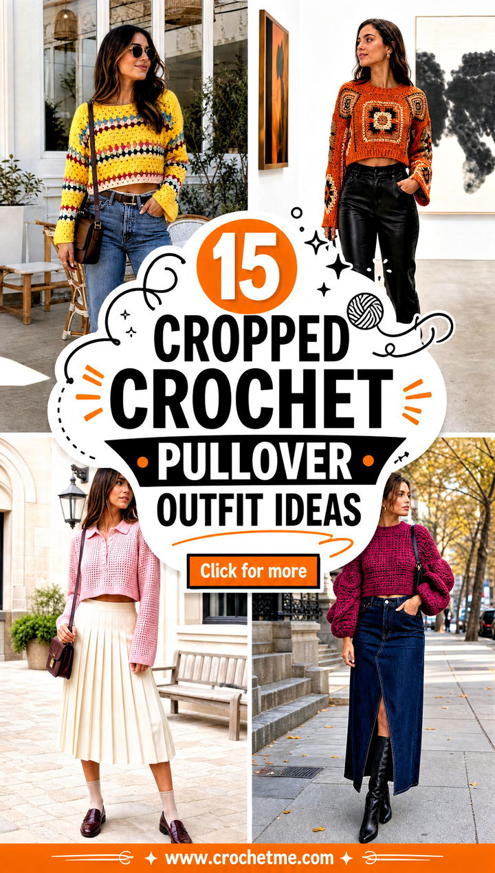 15 Cropped Crochet Pullover outfit ideas - 15 Cropped Crochet Pullover outfit ideas