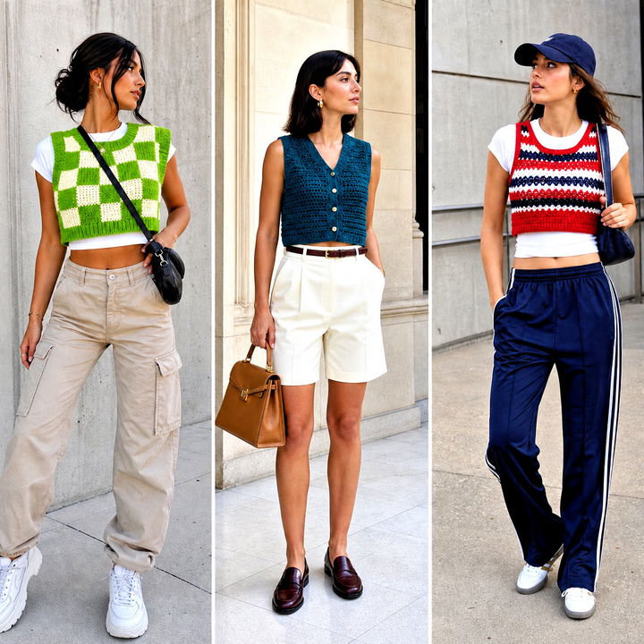15 Cropped Crochet Sweater Vest Outfit Ideas for Fall Style