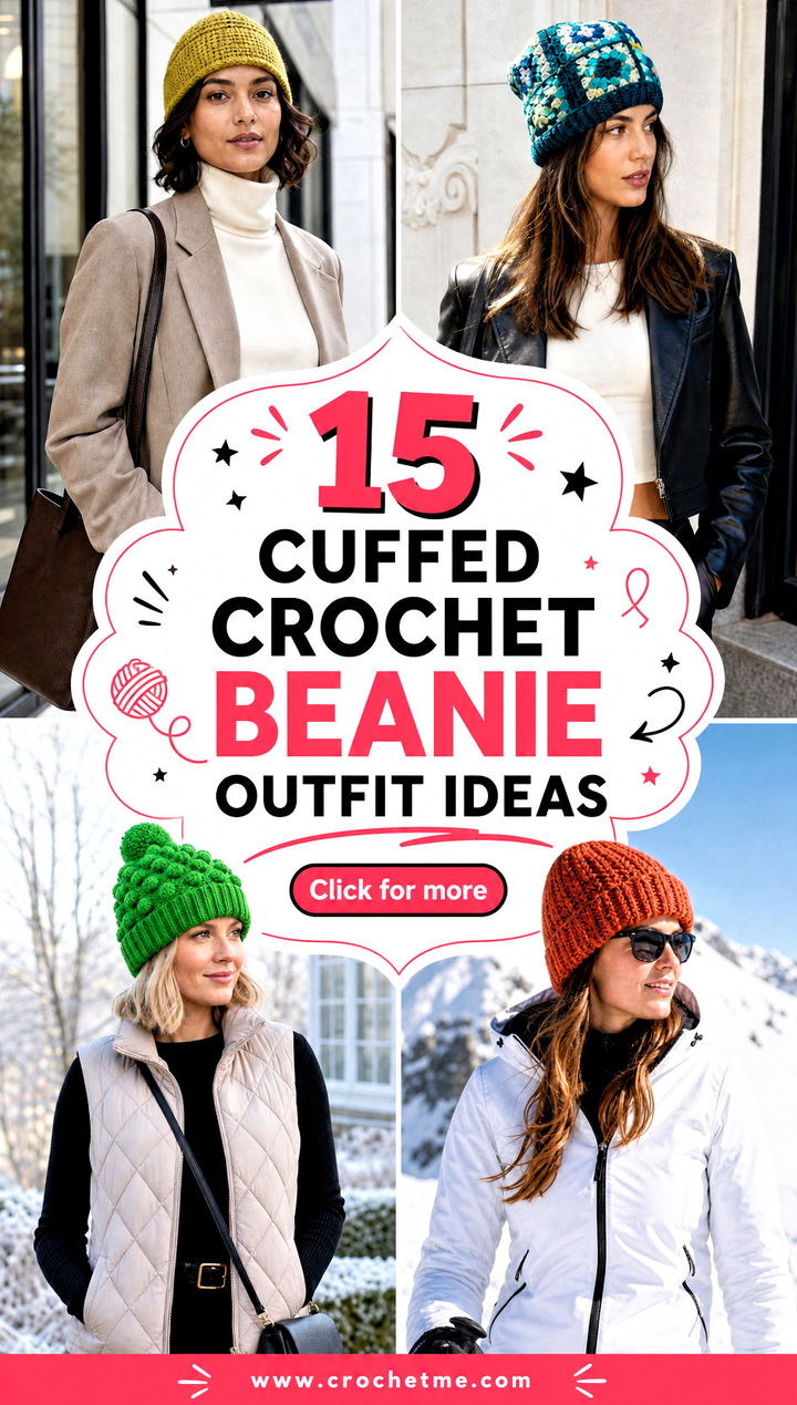 15 Cuffed Crochet Beanie outfit ideas - 15 Cuffed Crochet Beanie outfit ideas