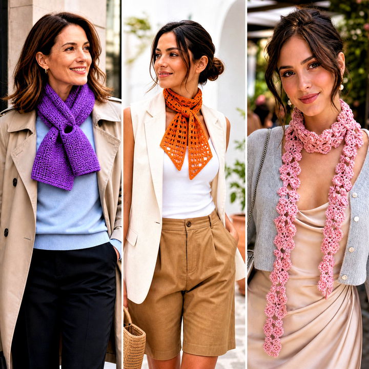 15 Dainty Crochet Scarf Outfit Ideas for Romantic Layering