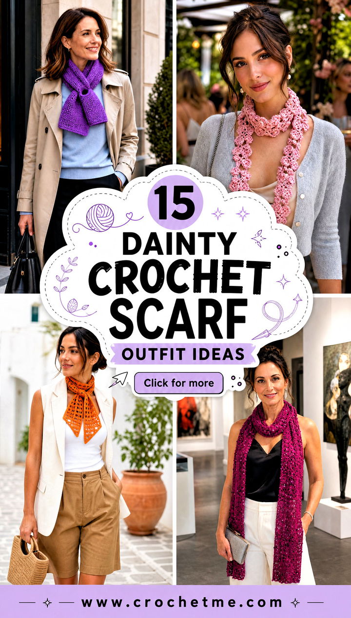 15 Dainty Crochet Scarf outfit ideas - 15 Dainty Crochet Scarf outfit ideas