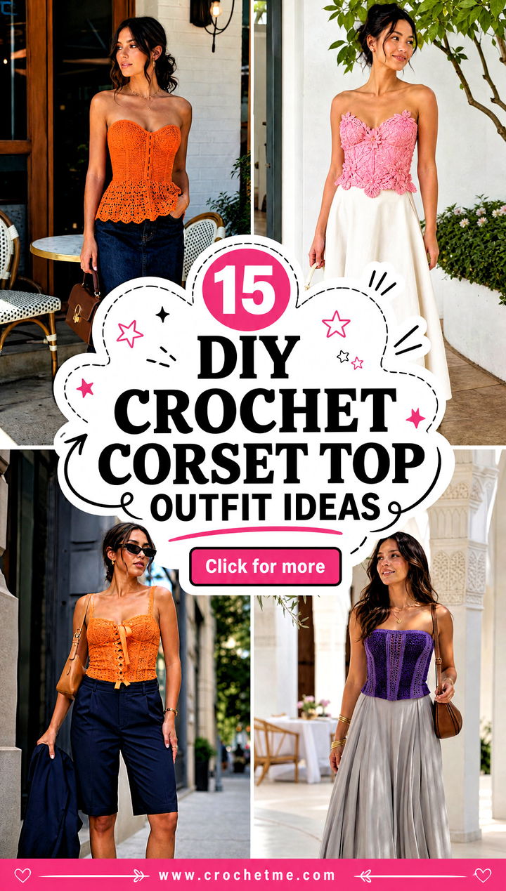 15 Diy Crochet Corset Top outfit ideas - 15 Diy Crochet Corset Top outfit ideas